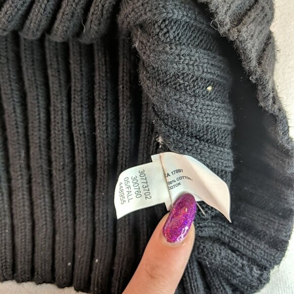 Gap Black Knit Sweater Mens Large L Collared 1/4 Button Long Sleeve 100% Cotton - Picture 7 of 11